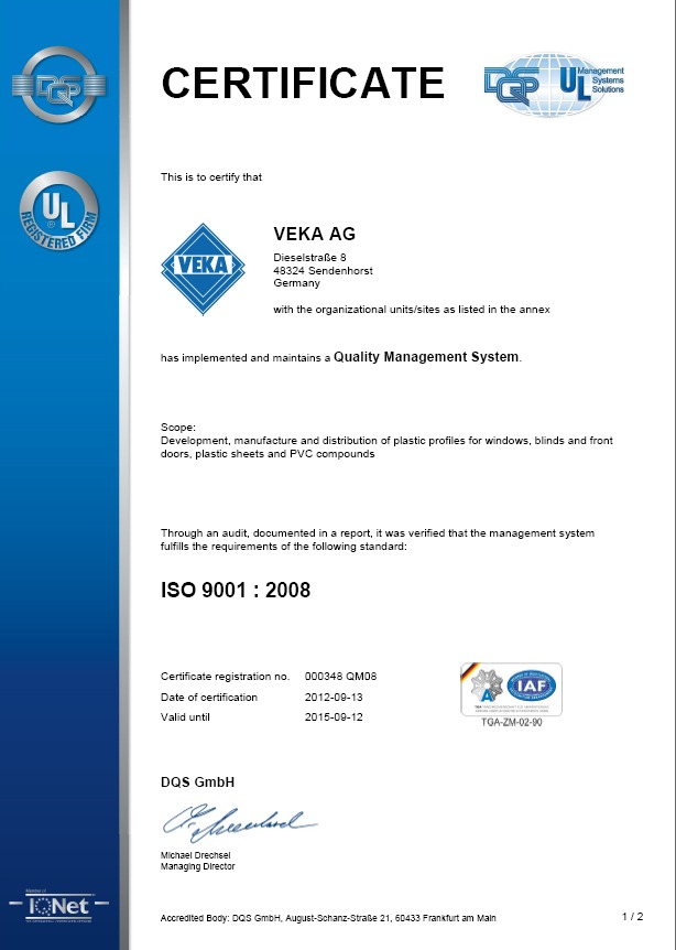 Сертификат VEKA 1
